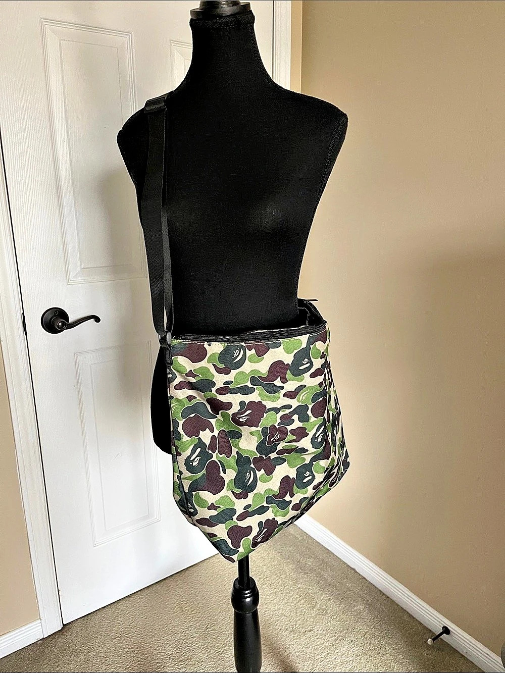 A Bathing Ape Camo Crossbody Bag in Green & Black